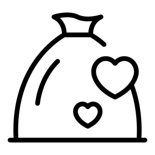 Charity bag icon outline vector. Social money — Vetor de Stock