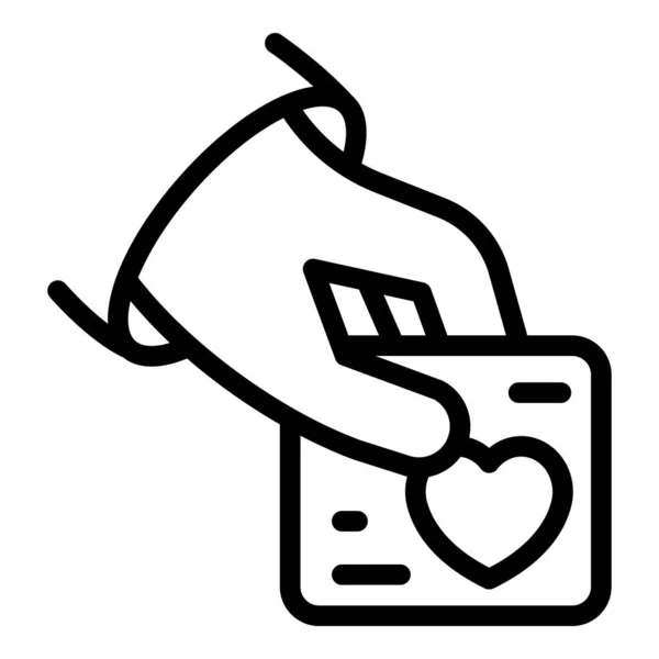 Charity money card icon outline vector. Volunteer investor —  Vetores de Stock