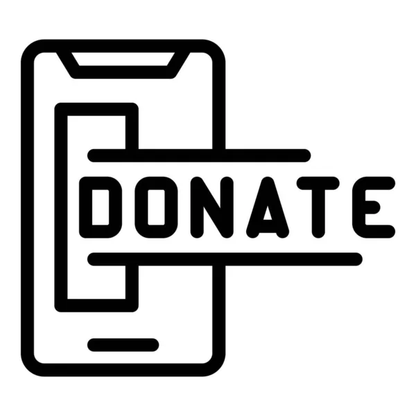 Smartphone money donate icon outline vector. Heart help — Vetor de Stock