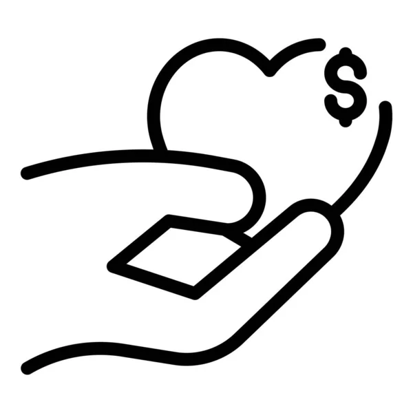 Heart charity icon outline vector. Financial money — Vettoriale Stock