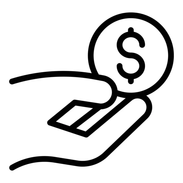 Charity hand money icon outline vector. Help people — Stock vektor