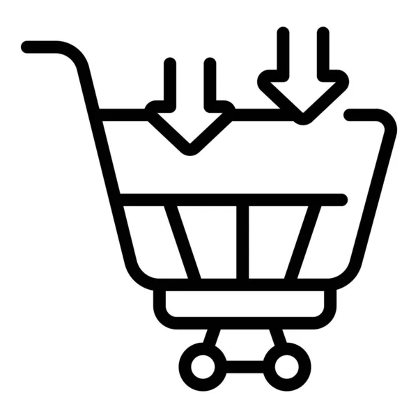Icono completo carrito de la tienda en línea contorno vector. Venta minorista móvil — Vector de stock