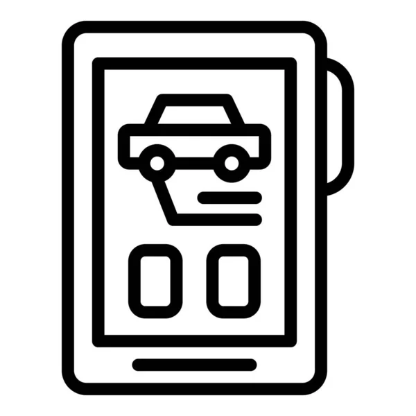 Tablet car alarm icon outline vector. Key system — Stockový vektor