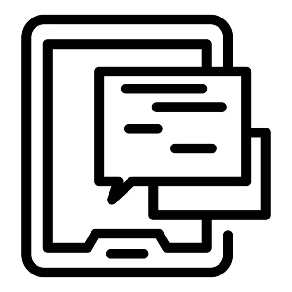 Online book chat icon outline vector. Digital study —  Vetores de Stock