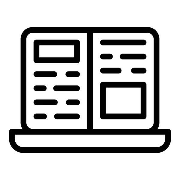 Laptop online newspaper icon outline vector. Digital book — Image vectorielle