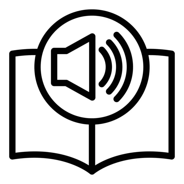 Sonido en libro icono contorno vector. Escuela leer — Archivo Imágenes Vectoriales