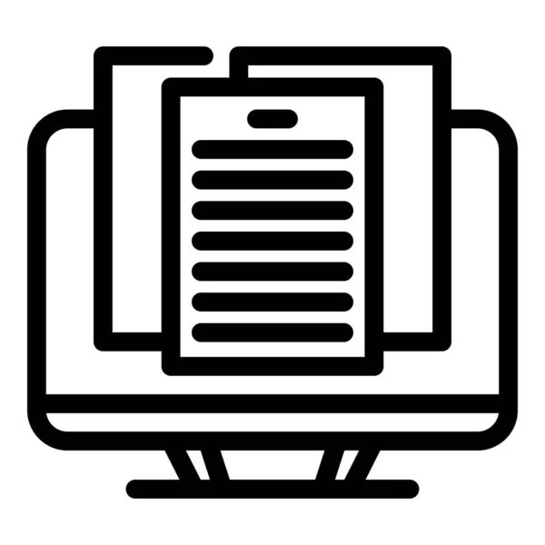 Monitor digital book icon outline vector. Online study — Vettoriale Stock
