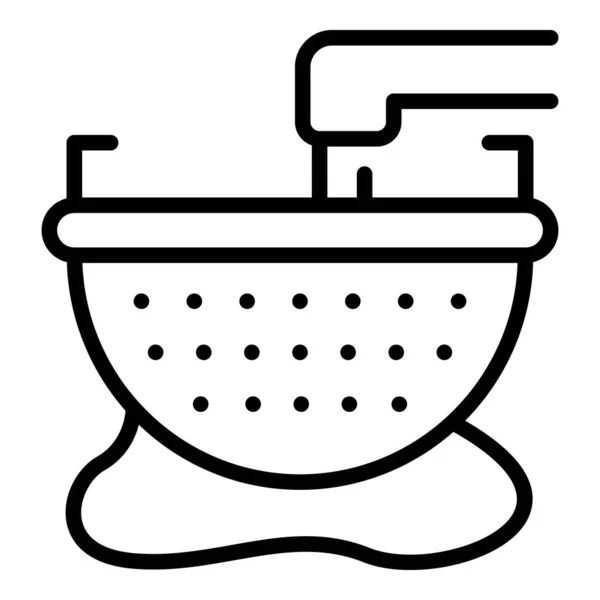 Water tap colander icon outline vector. Kitchen sieve — 스톡 벡터