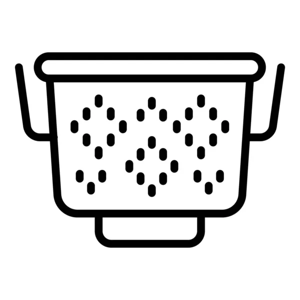 Μαγείρεμα εικονίδιο colander διάνυσμα περίγραμμα. Κοσκίνισμα ουτενσιλίου — Διανυσματικό Αρχείο