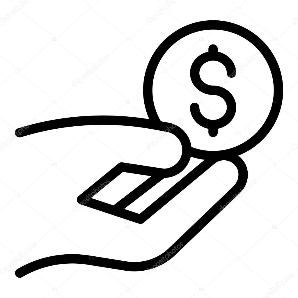 Charity hand money icon outline vector. Help people