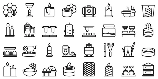 Production of candles icons set outline vector. Making artist — Vetor de Stock