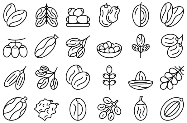 Date fruit icons set outline vector. Leaf food —  Vetores de Stock