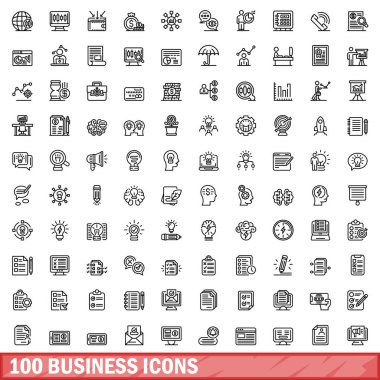 100 iş simgeler kümesi, anahat stili