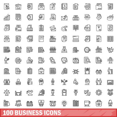 100 iş simgeler kümesi, anahat stili