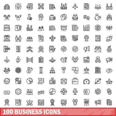 100 iş simgeler kümesi, anahat stili