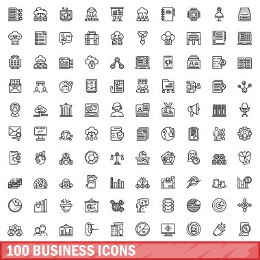 100 iş simgeler kümesi, anahat stili