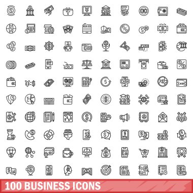 100 iş simgeler kümesi, anahat stili