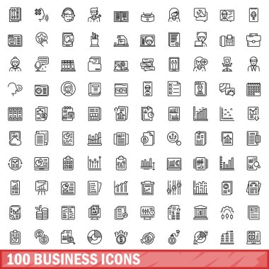 100 iş simgeler kümesi, anahat stili