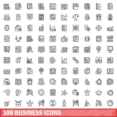 100 iş simgeler kümesi, anahat stili