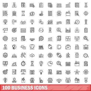 100 iş simgeler kümesi, anahat stili