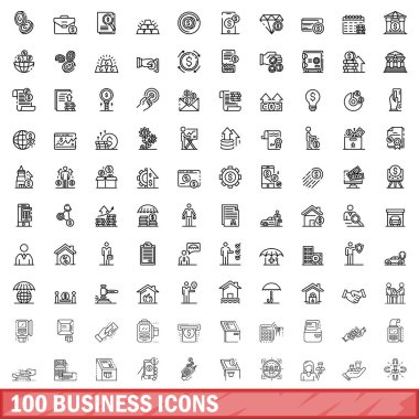 100 iş simgeler kümesi, anahat stili