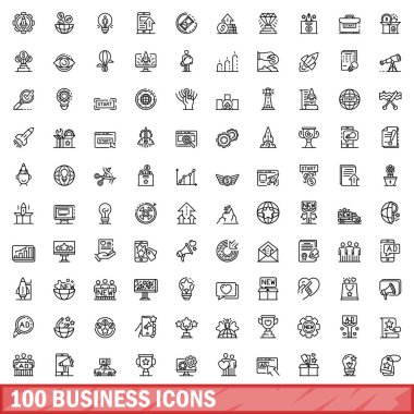 100 iş simgeler kümesi, anahat stili