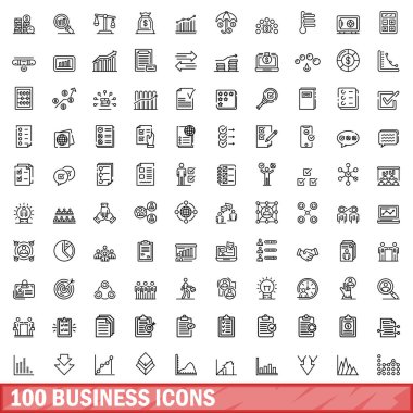 100 iş simgeler kümesi, anahat stili
