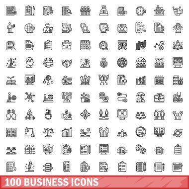 100 iş simgeler kümesi, anahat stili