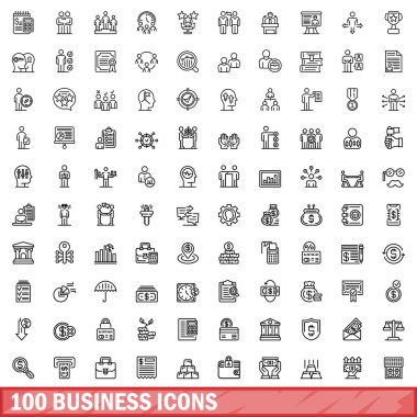 100 iş simgeler kümesi, anahat stili