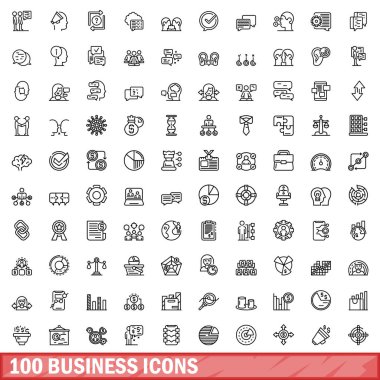 100 iş simgeler kümesi, anahat stili