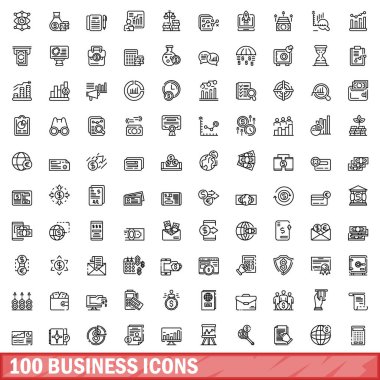 100 iş simgeler kümesi, anahat stili