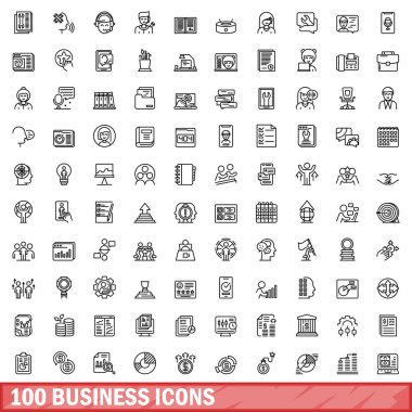 100 iş simgeler kümesi, anahat stili