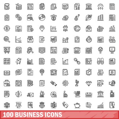 100 iş simgeler kümesi, anahat stili