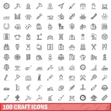 100 zanaat Icons set, anahat stili