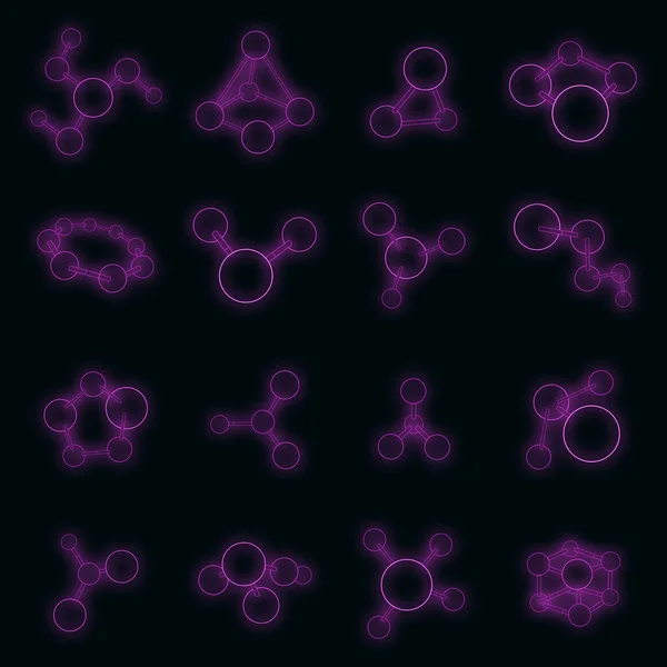 Molecule pictogrammen set vector neon — Stockvector