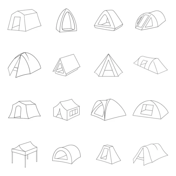 Formas de tenda ícone definido esboço —  Vetores de Stock