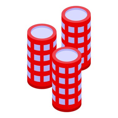 Saç bigudileri ikon izometrik vektörü. Salon tıraşı.