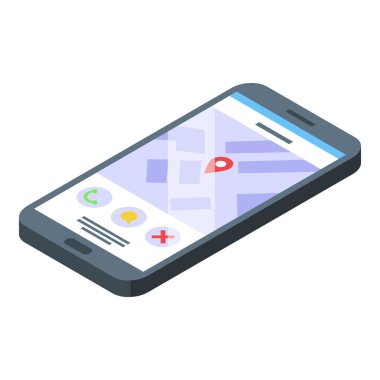 Akıllı telefon taksimetre ikon izometrik vektörü. Taksimetre