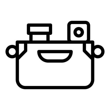 İHA çanta ikonu ana hat vektörü. Hava kamerası