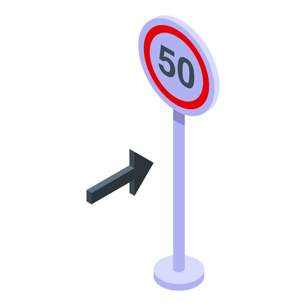 Speed limit sign icon isometric vector. Traffic road