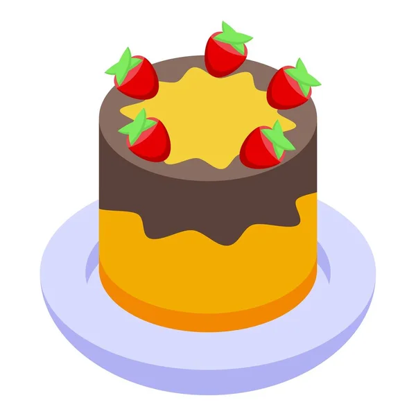 Icône de gâteau de fête vecteur isométrique. Joyeux anniversaire — Image vectorielle
