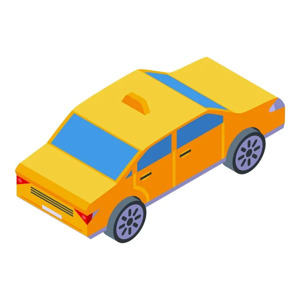 Icono amarillo taxi coche vector isométrico. Lado de cabina — Vector de stock