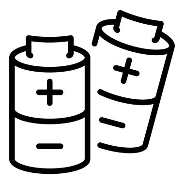 Çöp bataryası ikonu ana hatları vektörü. Çöp torbası.