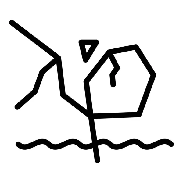 Ikona topnienia lodowca wektor zarysu ikony. Poziom morza — Wektor stockowy