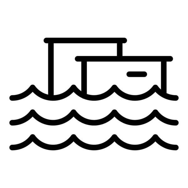 City flood icon outline vector. Sea level — Stock Vector