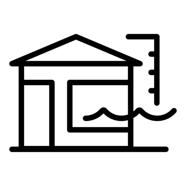 Casa inundación icono contorno vector. Nivel del mar — Vector de stock