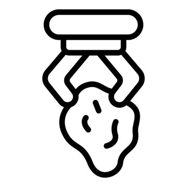 Çöp kazıcı simgesi ana hatları vektörü. Çöp torbası.