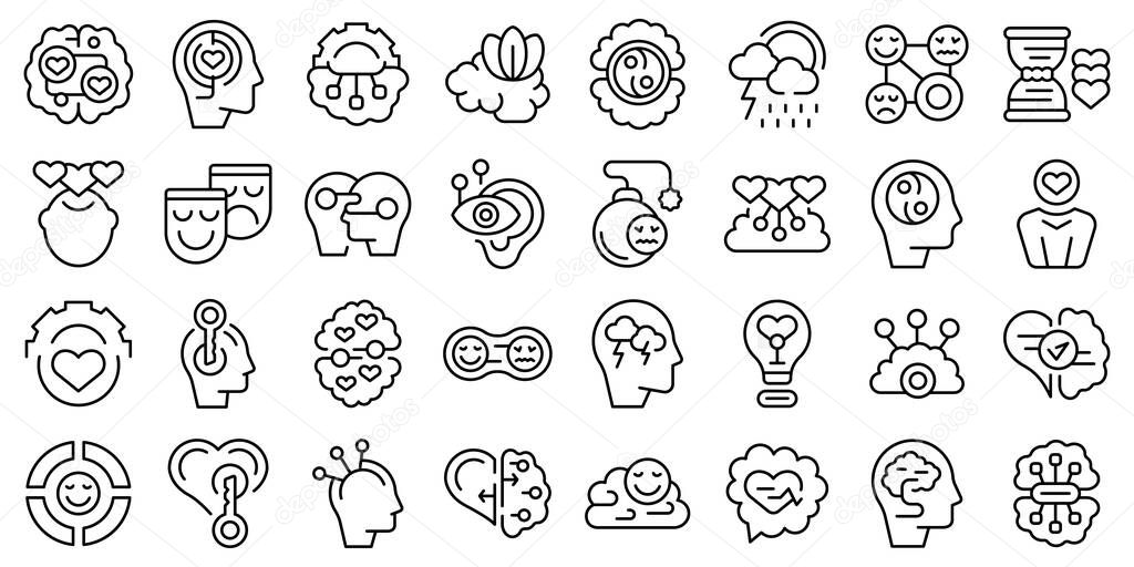 Emotional intelligence icons set outline vector. Control feeling