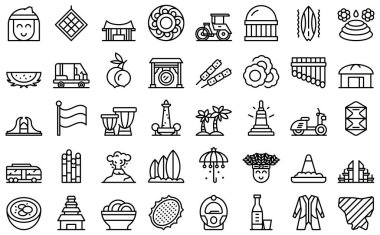 Jakarta simgeleri dış hat vektörünü ayarlar. Mimarlık binası