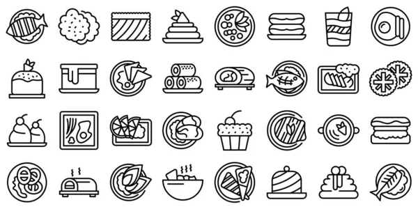 Australiska köket ikoner som skissera vektor. Tårtfrukost — Stock vektor